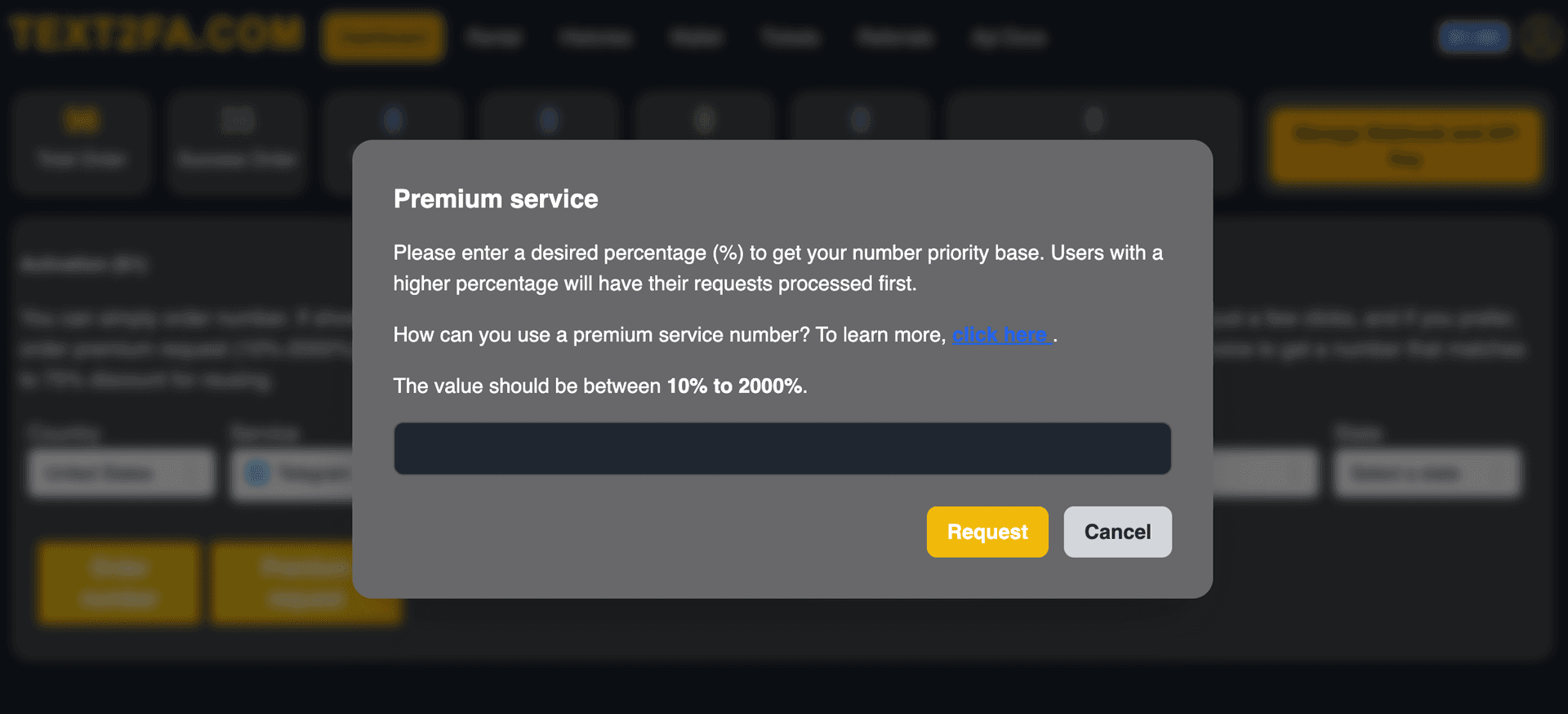 🔥 How to Create a Premium Request in Text2FA When No Number Is Available